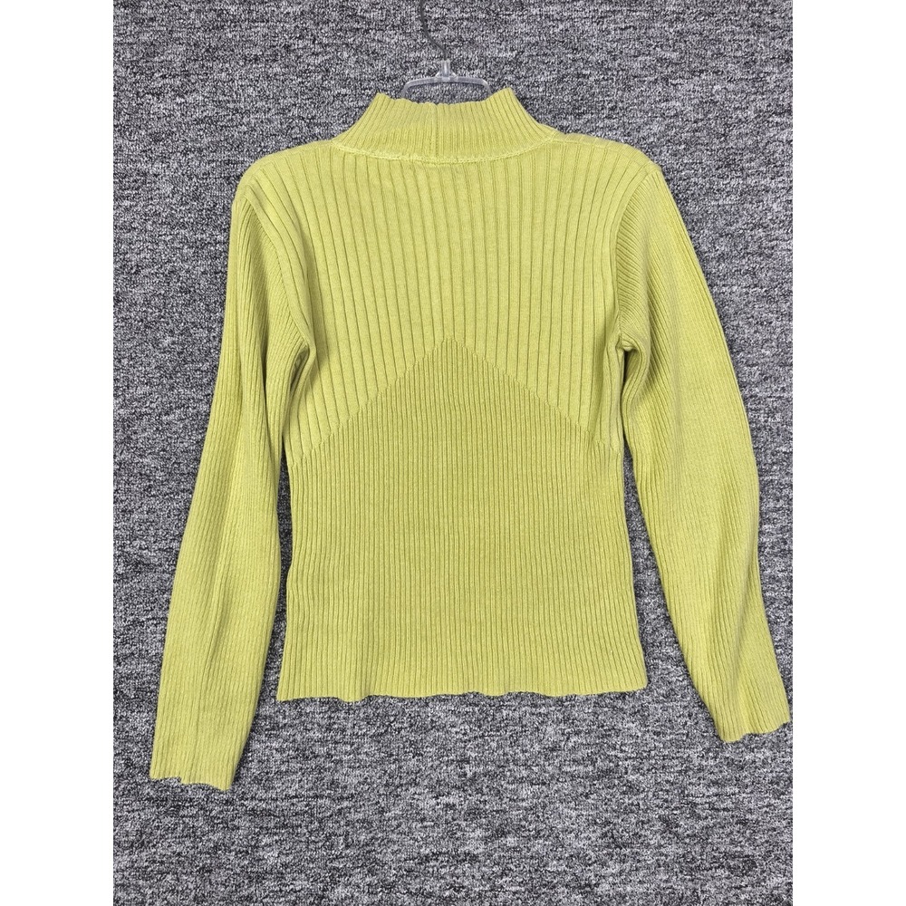 Women’s Lime Ribbed V-Neck Sweater - Picture 2 of 7